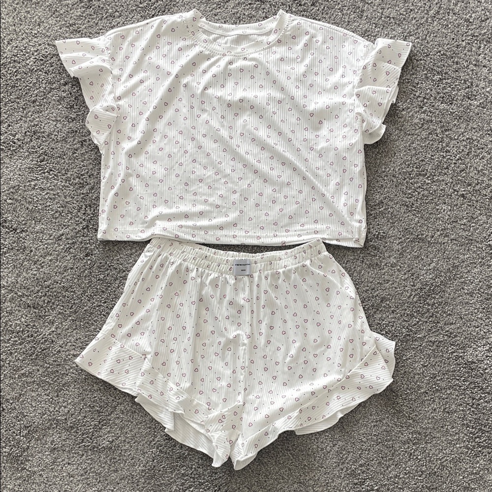 Chic White and Pink Women's Pajama Set